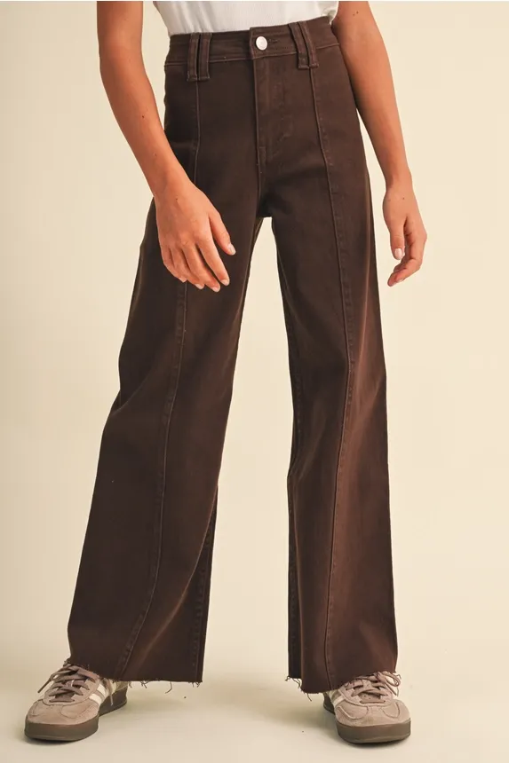 Girls Brown Wide Leg Pant