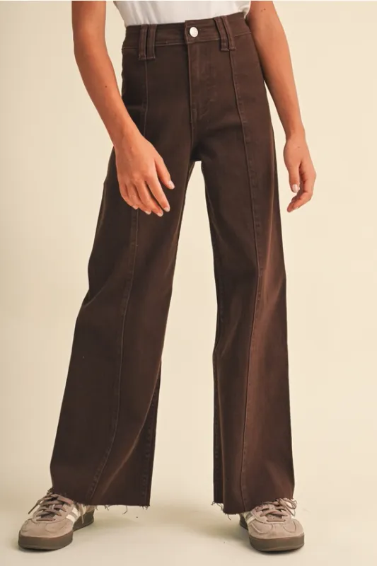 Girls Brown Wide Leg Pant