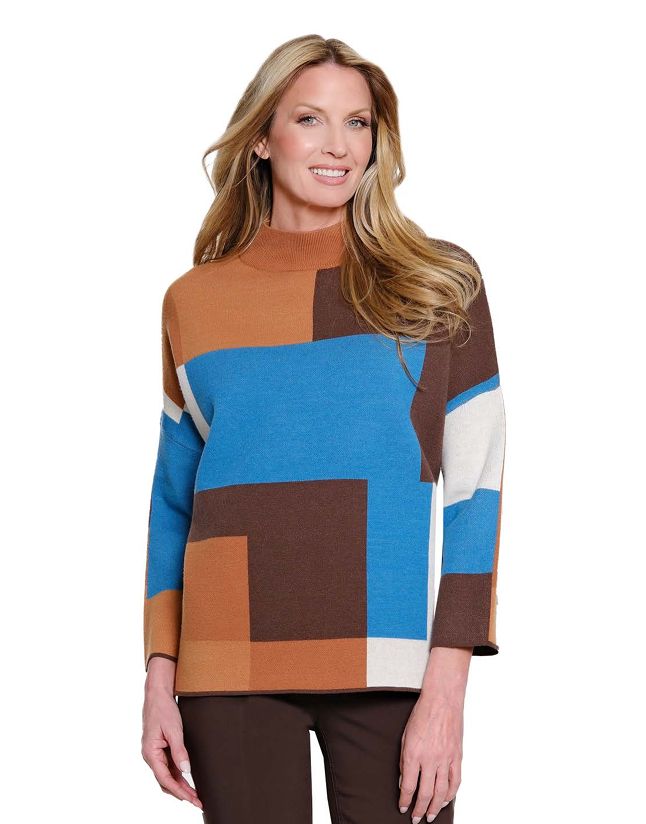 Multi Loose Mock Neck Top