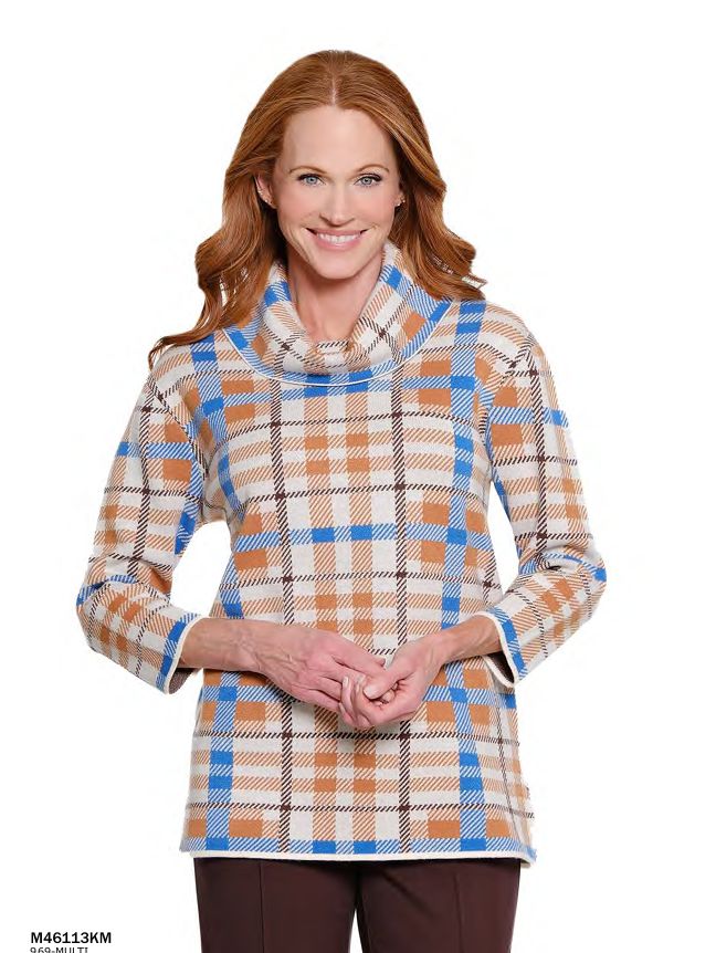 Multi Knit Cowl Collar Sweater Top