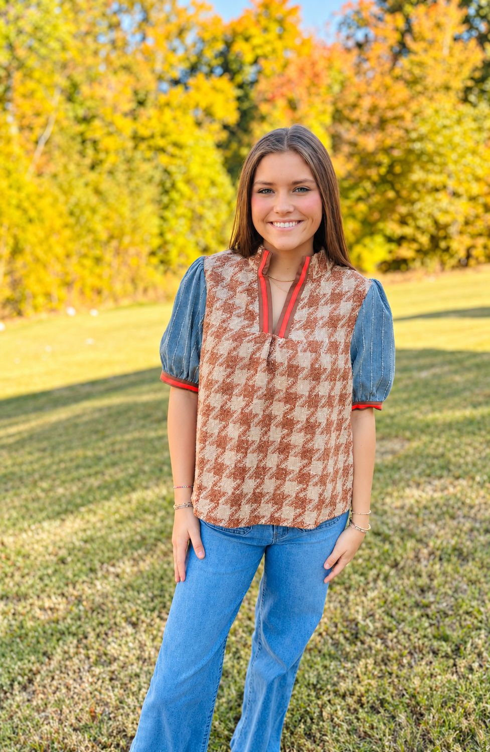 Houndstooth Tweed Top