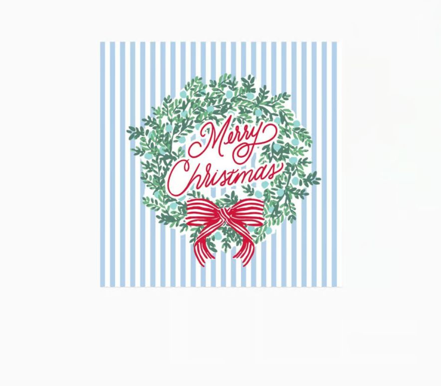 Wreath &amp; Ribbon Cocktail Napkin