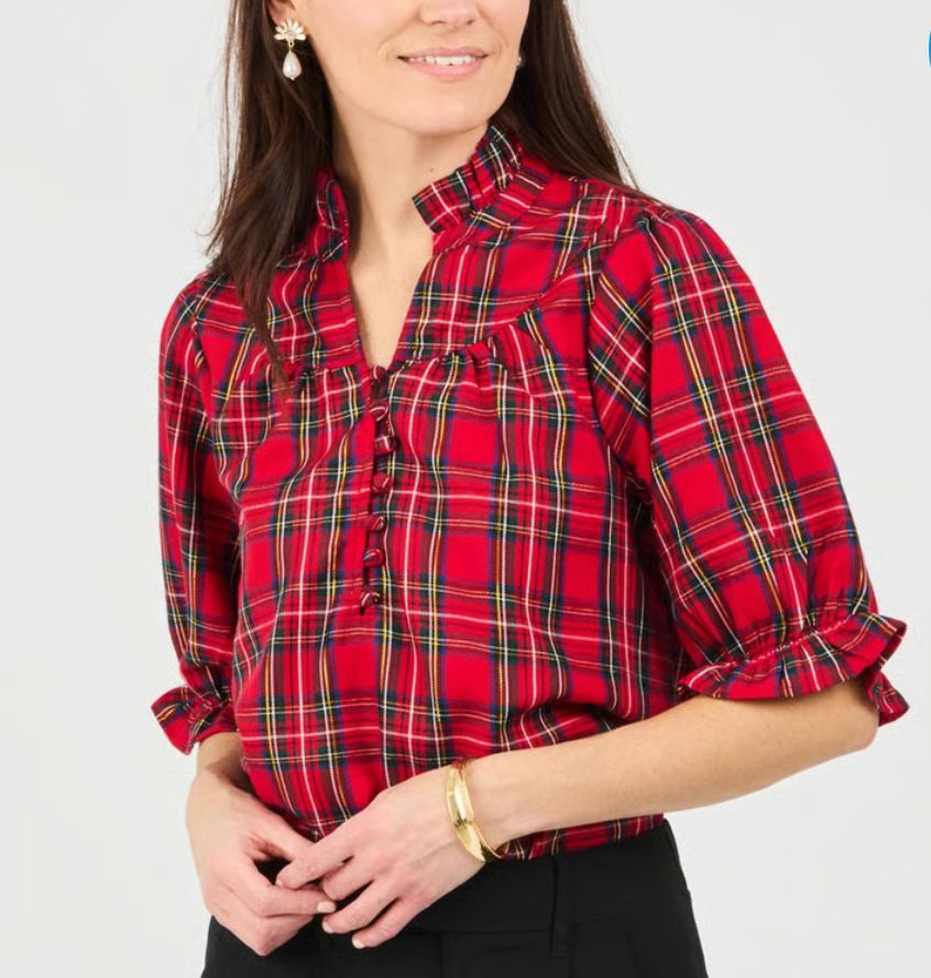 Daphne Red Plaid Top