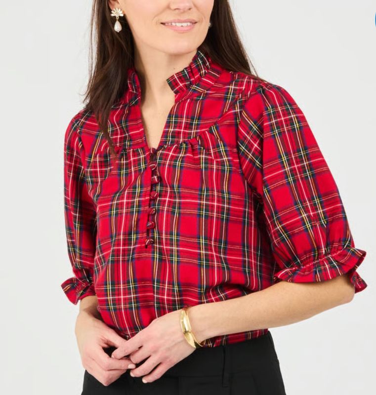 Daphne Red Plaid Top