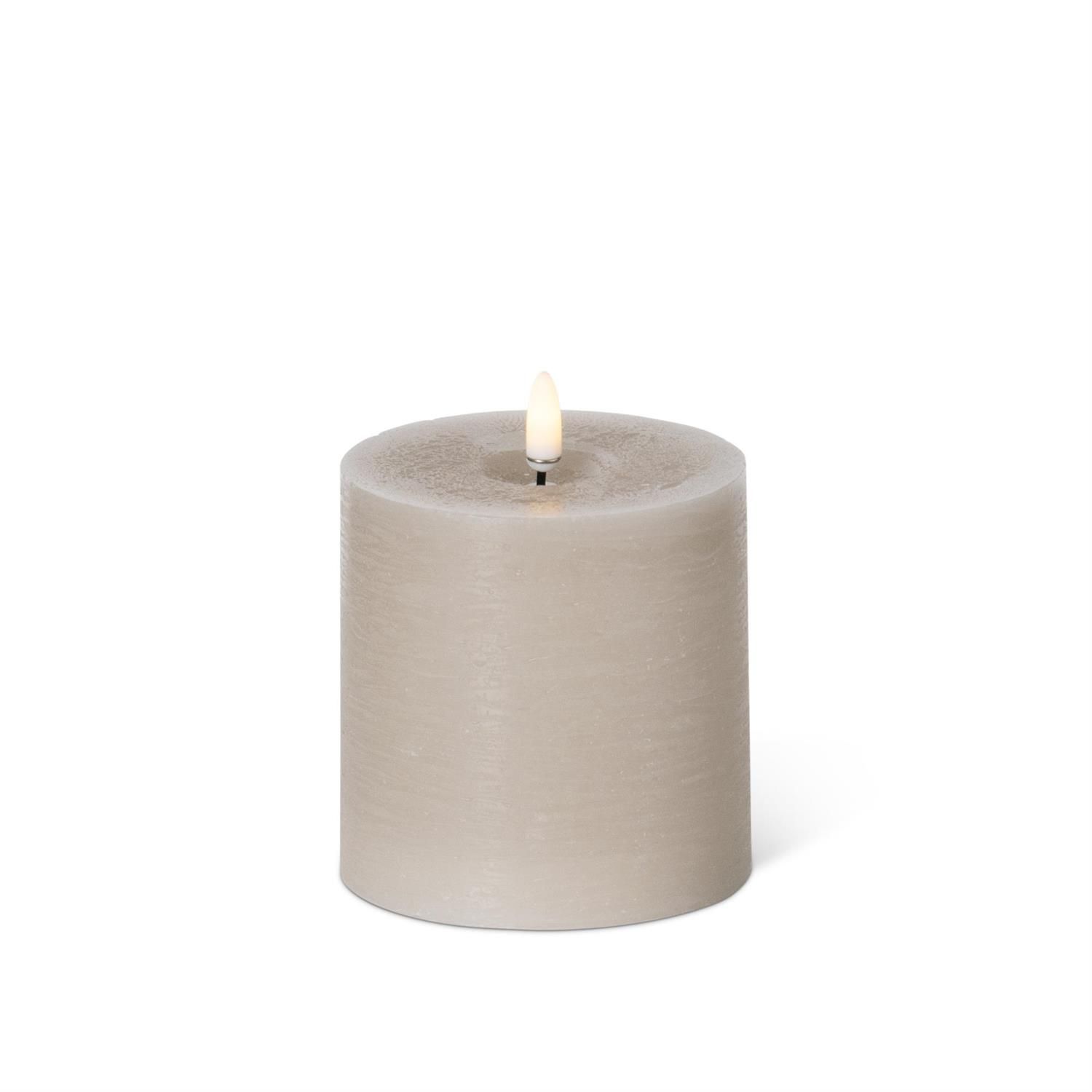 4x3" Taupe LED Pillar Candle