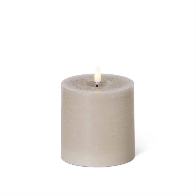 4x3" Taupe LED Pillar Candle