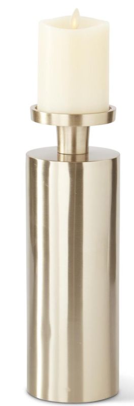 11.75" Gold Metal Round Column Candleholder