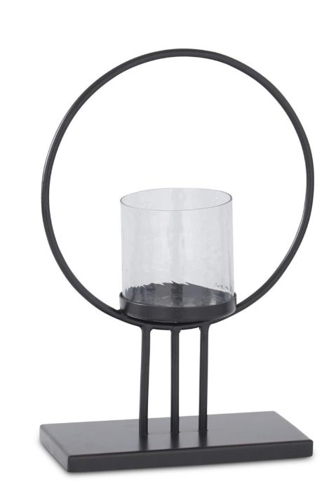 14.5" Black Metal Ring Candleholder