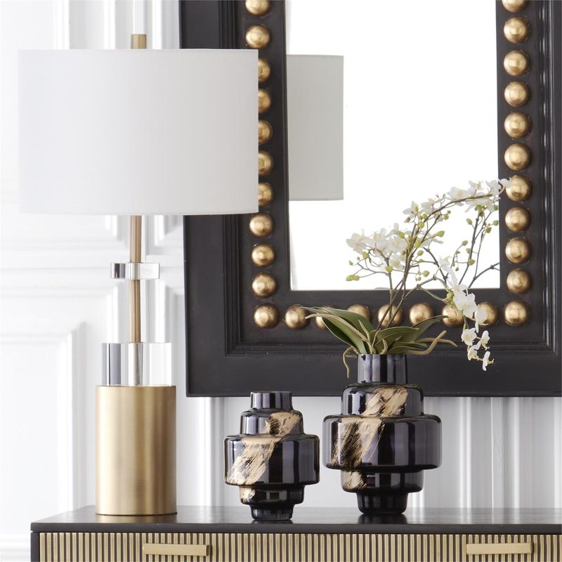 30" Gold Metal &amp; Crystal Table Lamp