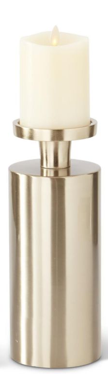 9.75" Gold Metal Round Column Candleholder