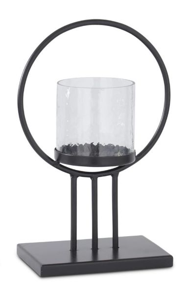 12.75" Black Metal Ring Candleholder