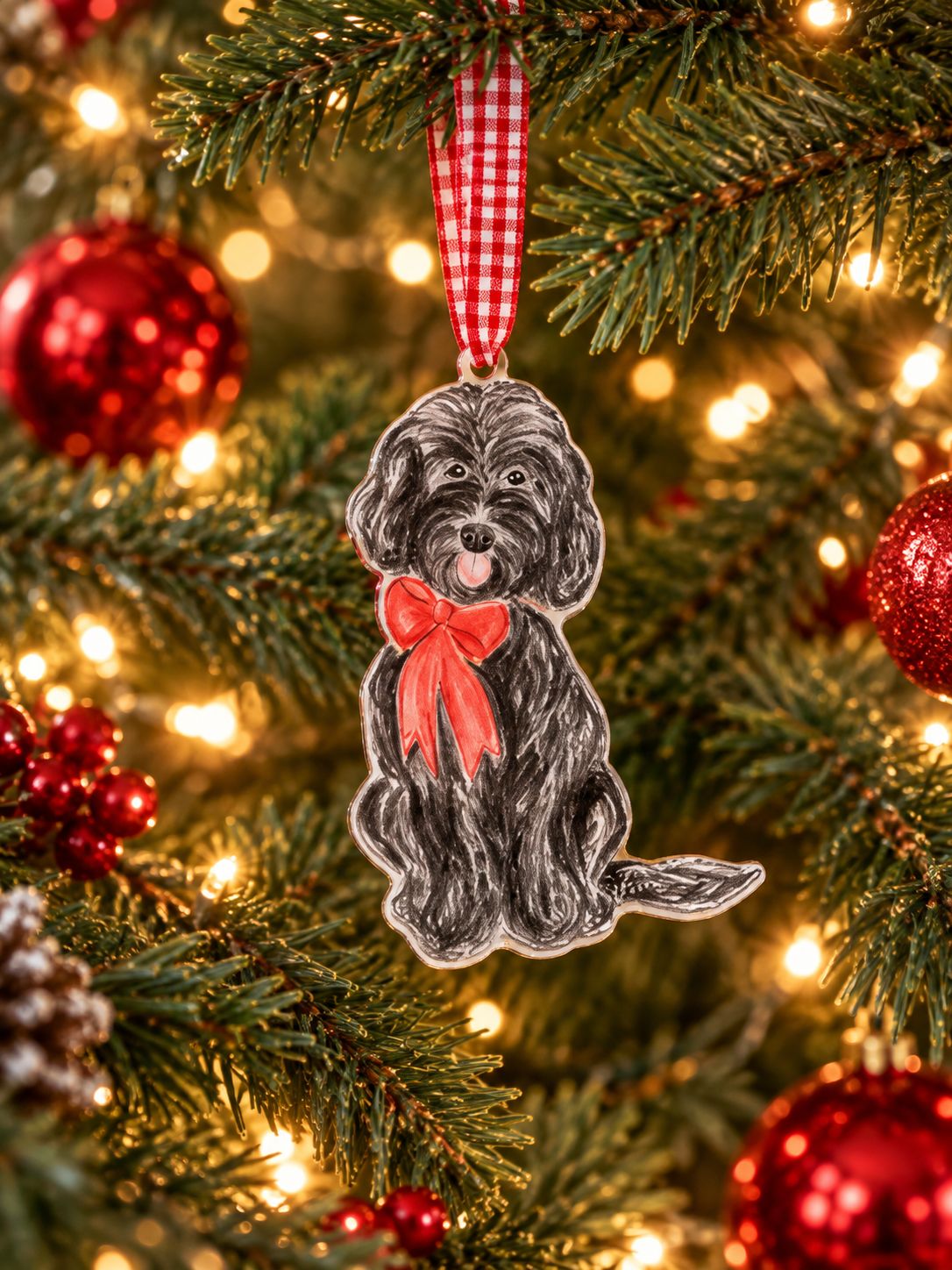 VG Black Doodle Acrylic Ornament