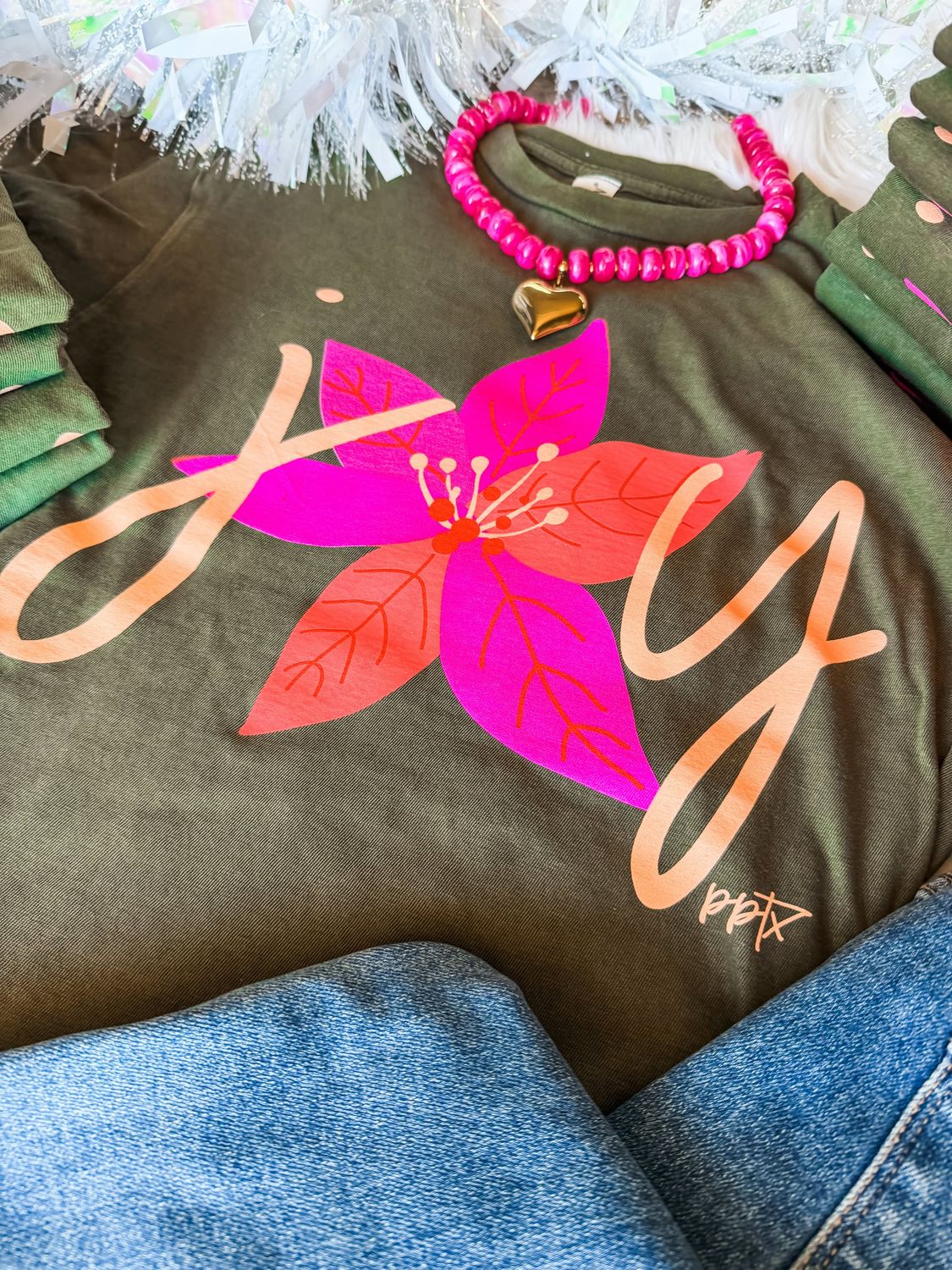 Joy Poinsetta Tee