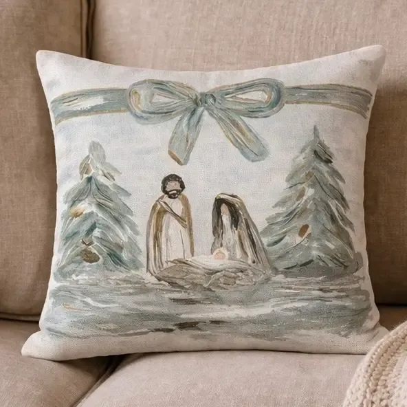 VG Bow Nativity Pillow