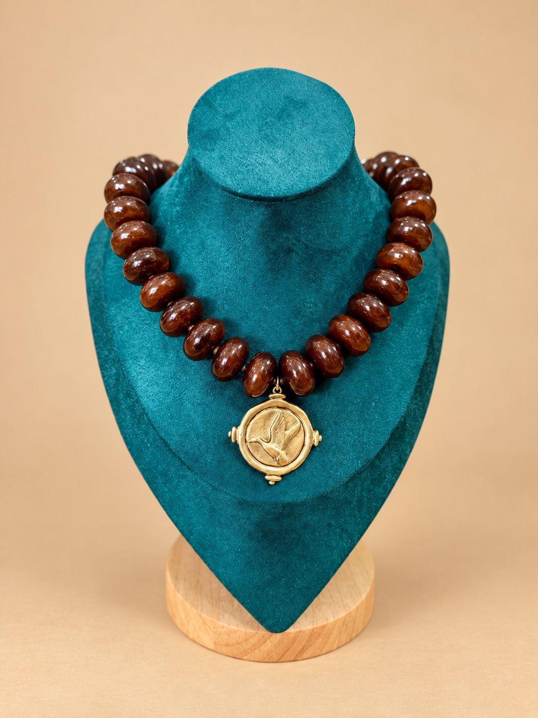 Chocolate Brown Bead Duck Necklace
