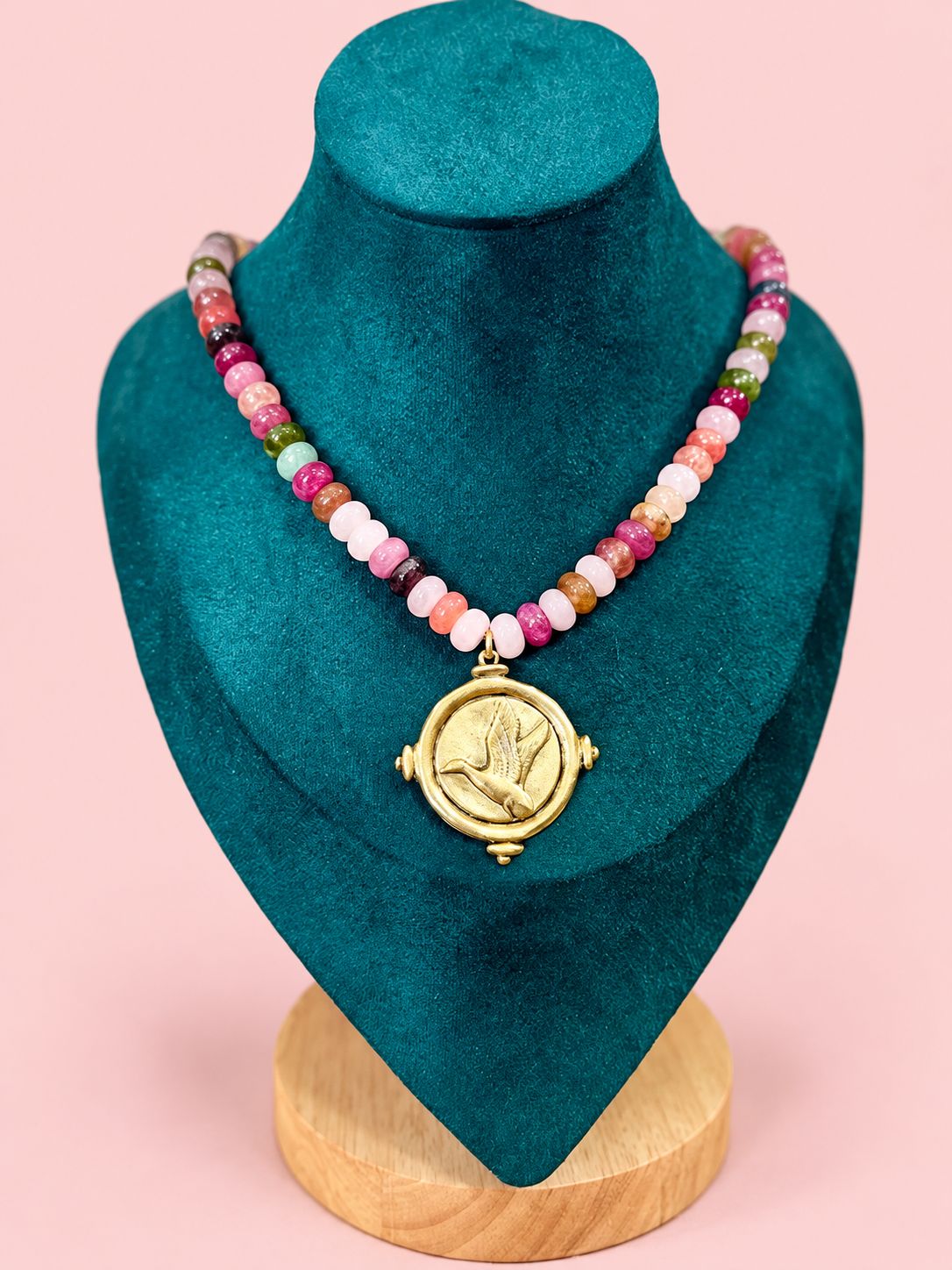 Multicolor Bead Gold Duck Necklace