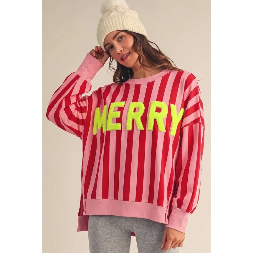 VG Merry &amp; Pink Stripe Top