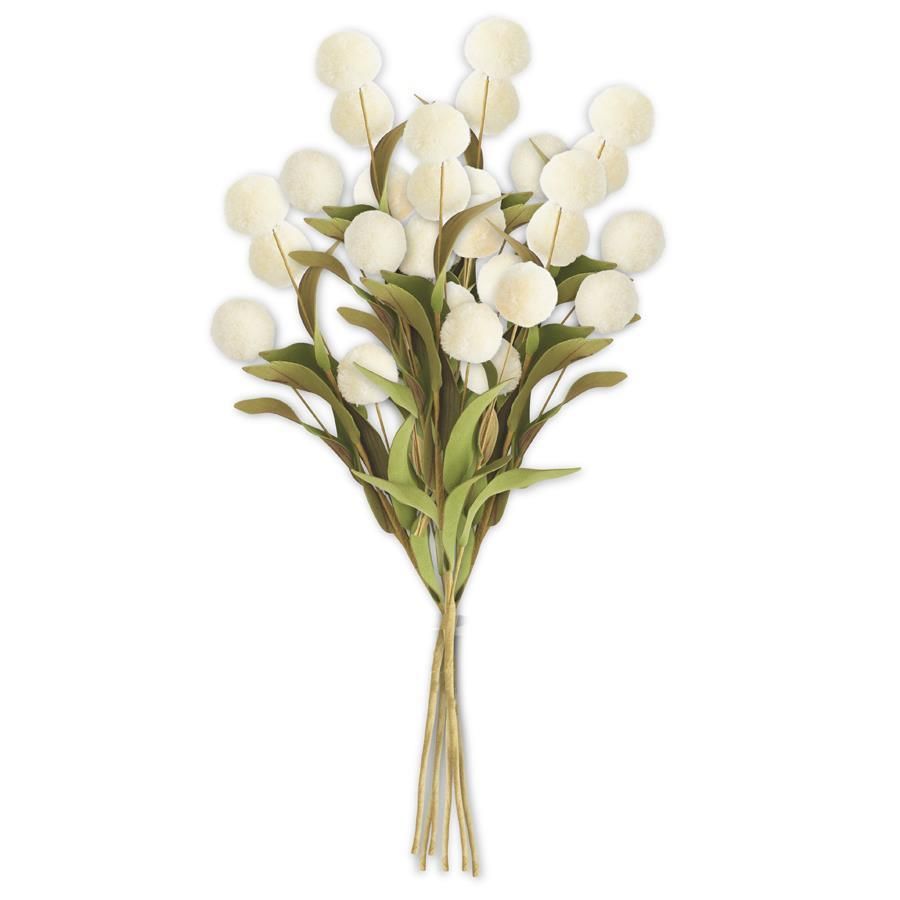 13in Cream PomPom Pick
