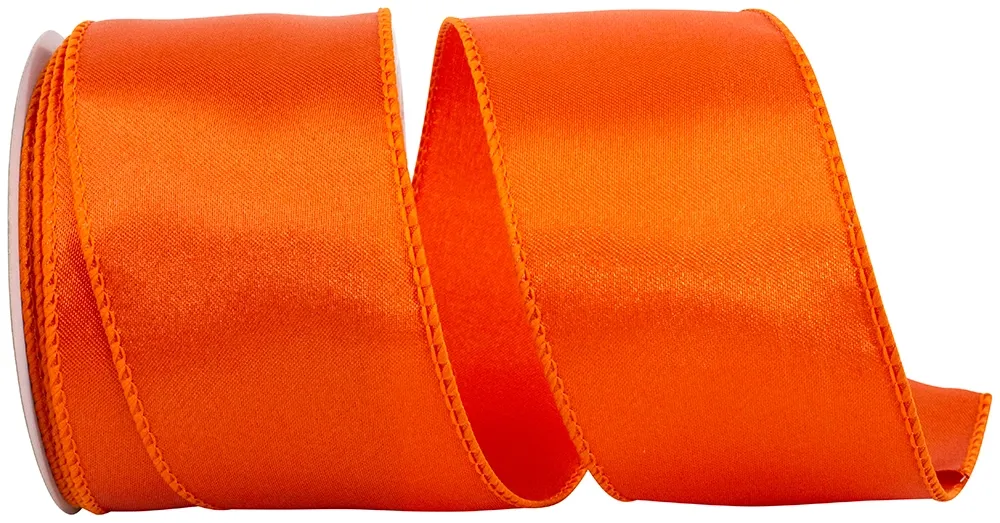 VG Orange Satin Wired Ribbon 2.5"
