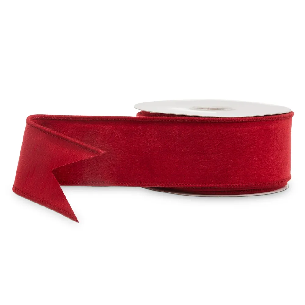 2.5" Red Velvet Wired Ribbon