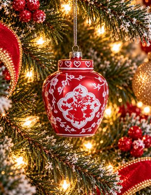 5" Dressed In Chinoiserie Ornament-Red