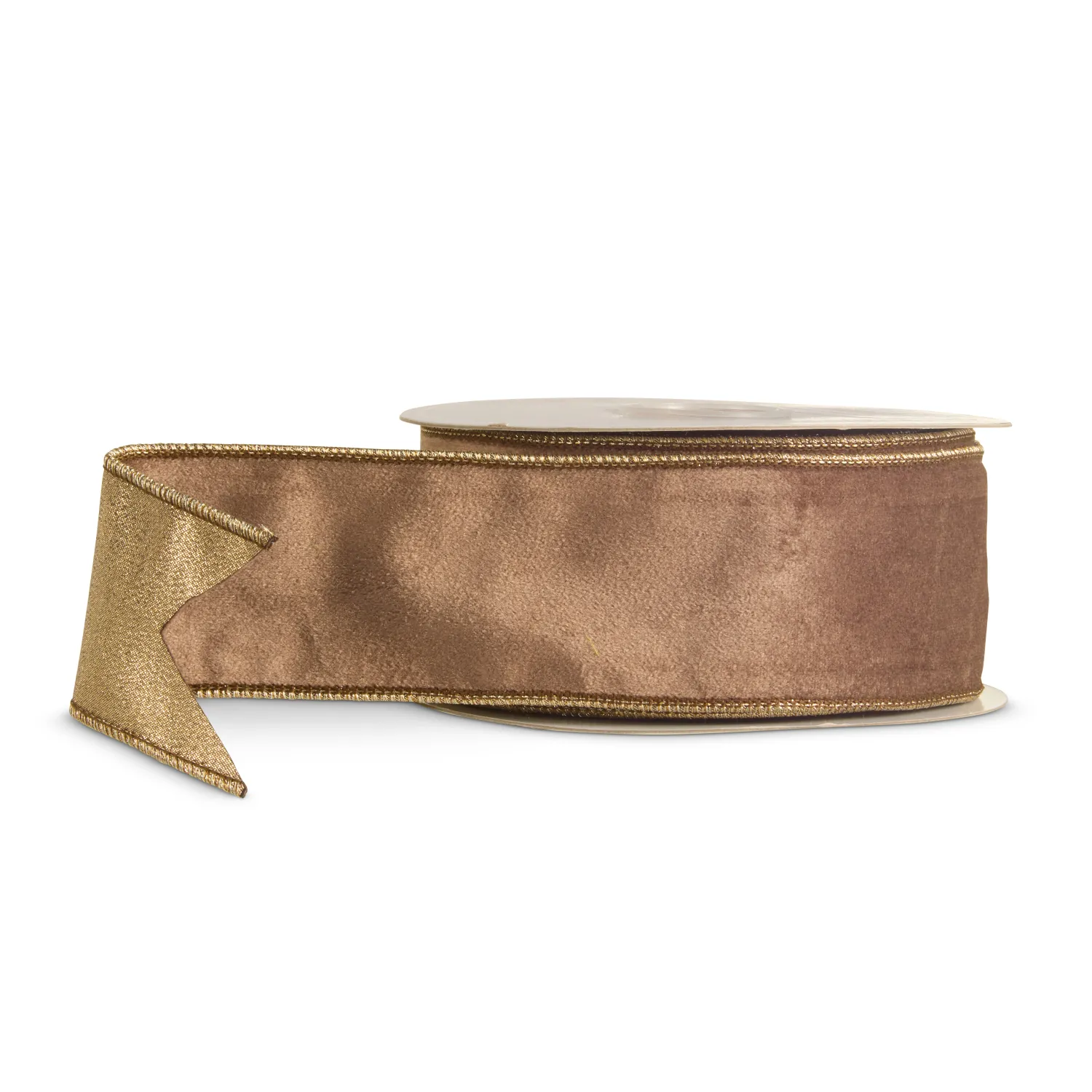 2.5" Brown Suede &amp; Metallic Wired Ribbon