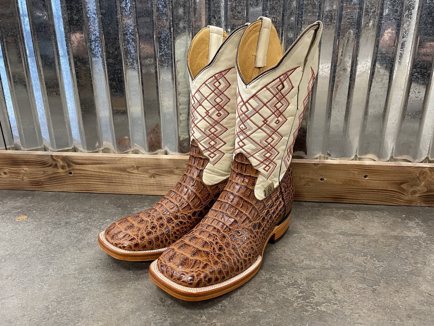 MEN'S GENUINE COWHIDE ALLIGATOR PRINT - BROWN