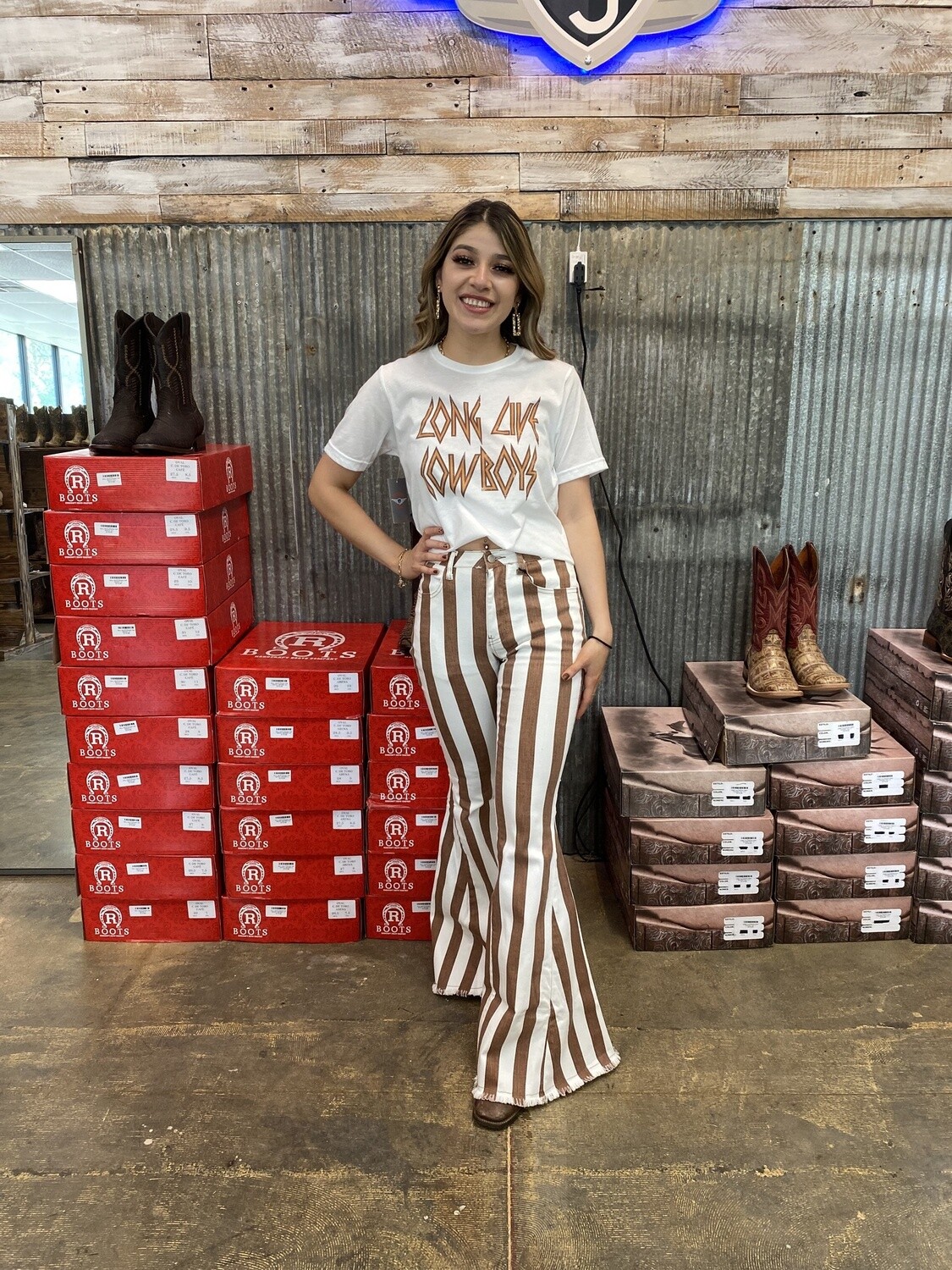 STRIPED BELLBOTTOM FLARE JEANS