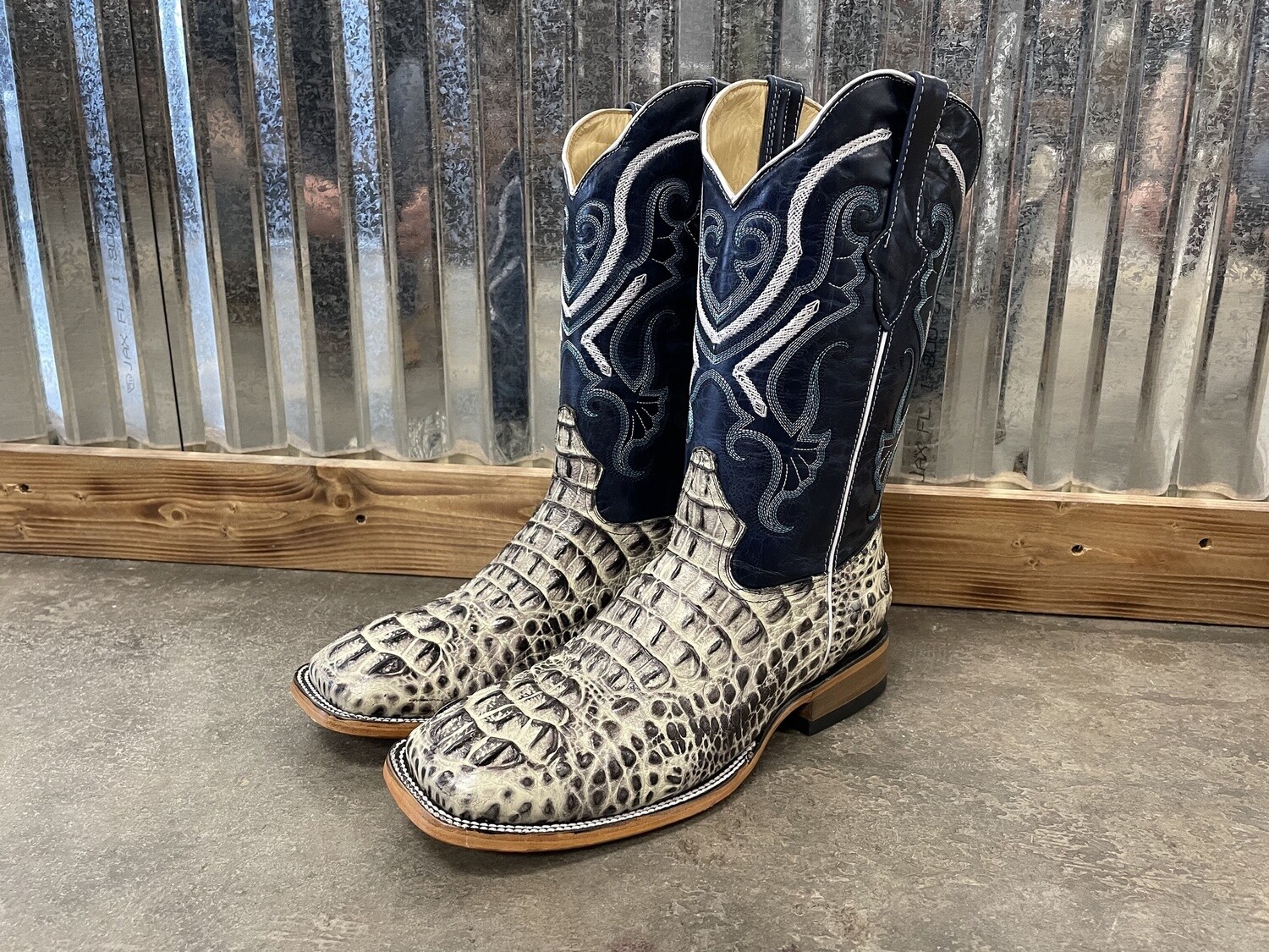 MEN'S GENUINE COWHIDE ALLIGATOR PRINT - NATURAL