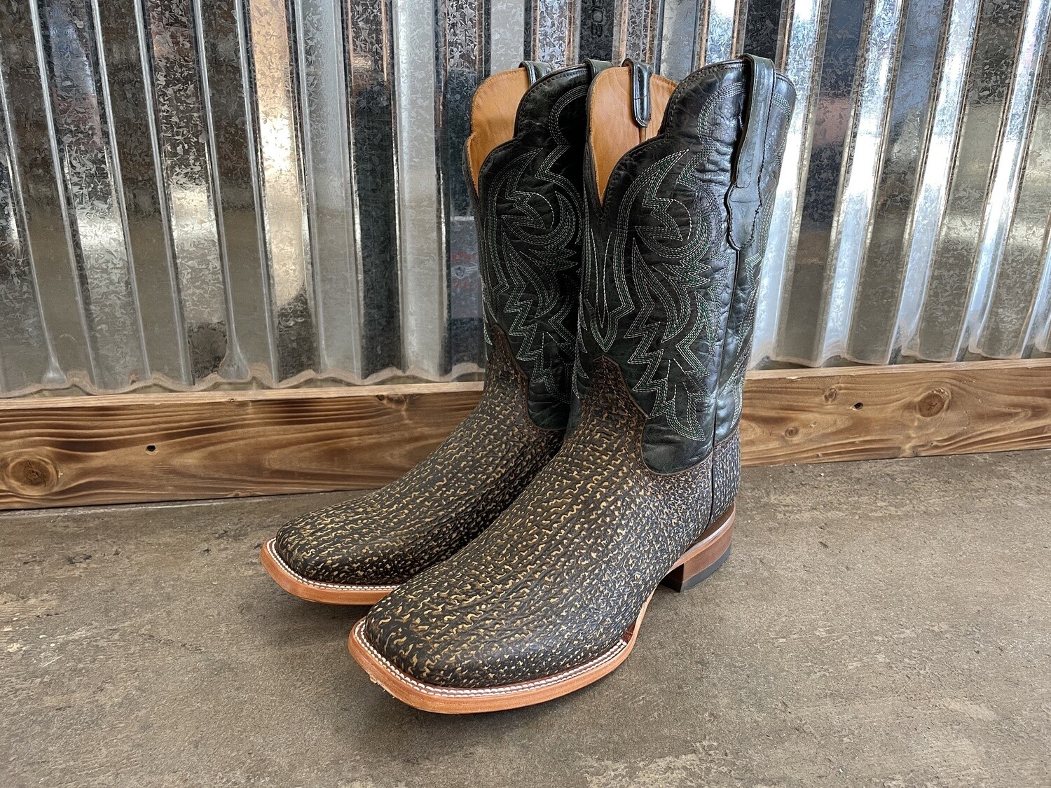 MEN'S SHARK LEATHER PRINT BOOTS