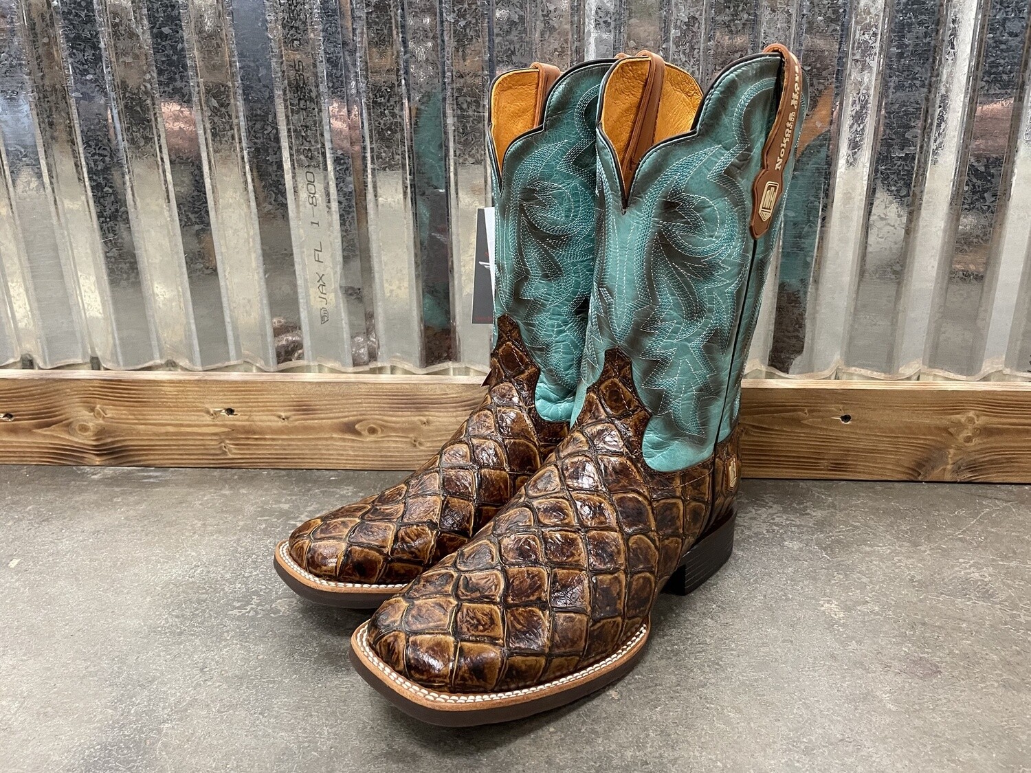 MEN'S WORK BOOTS PIRARUCU LEATHER PRINT