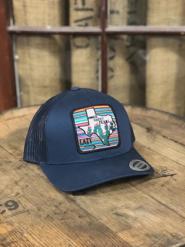 LAZY J NAVY 3.5" HOME SWEET TEXAS CAP