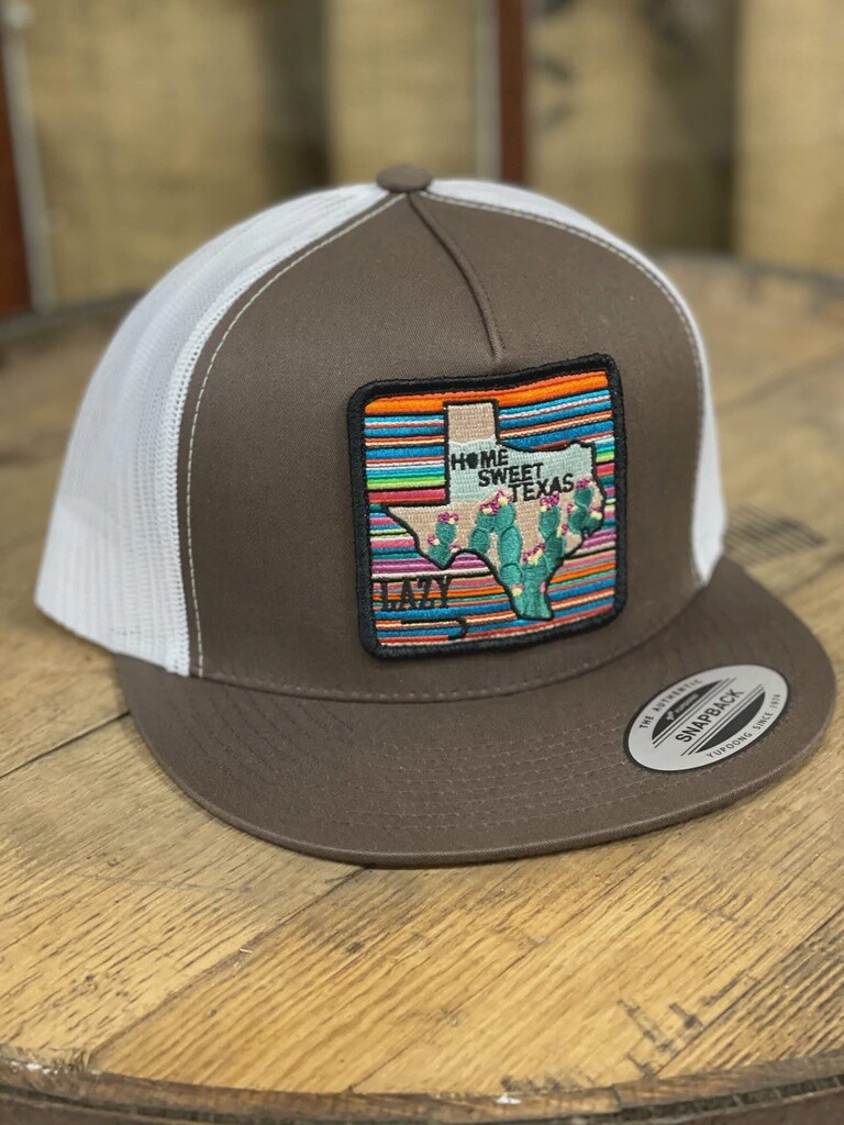 LAZY J BROWN/WHITE 4" HOME SWEET TEXAS CAP