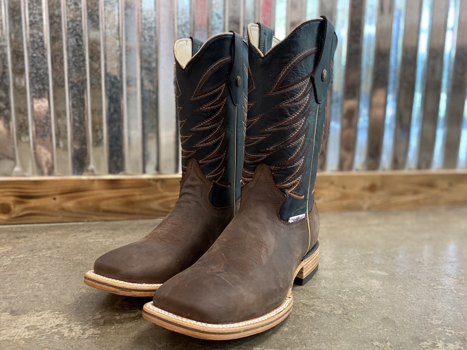 MEN'S APPALOOSA LEATHER BOOTS - BROWN/BLUE