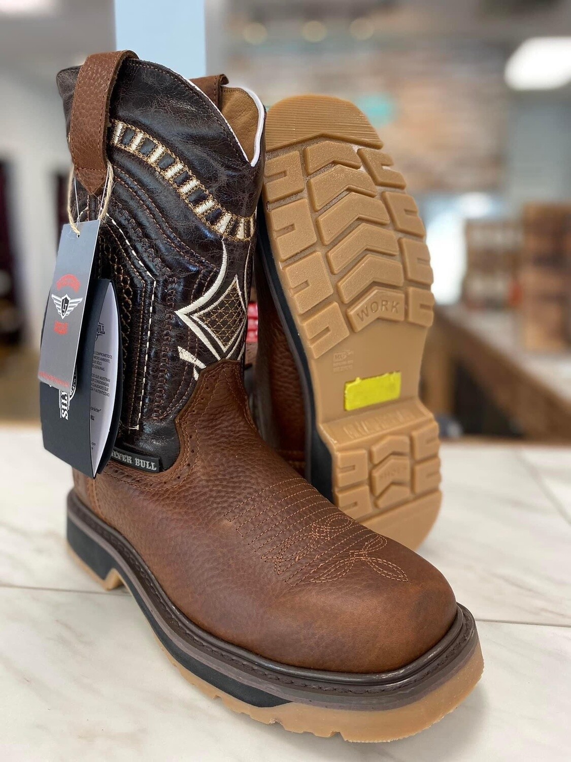 MEN'S OCRE LEATHER WORK BOOTS