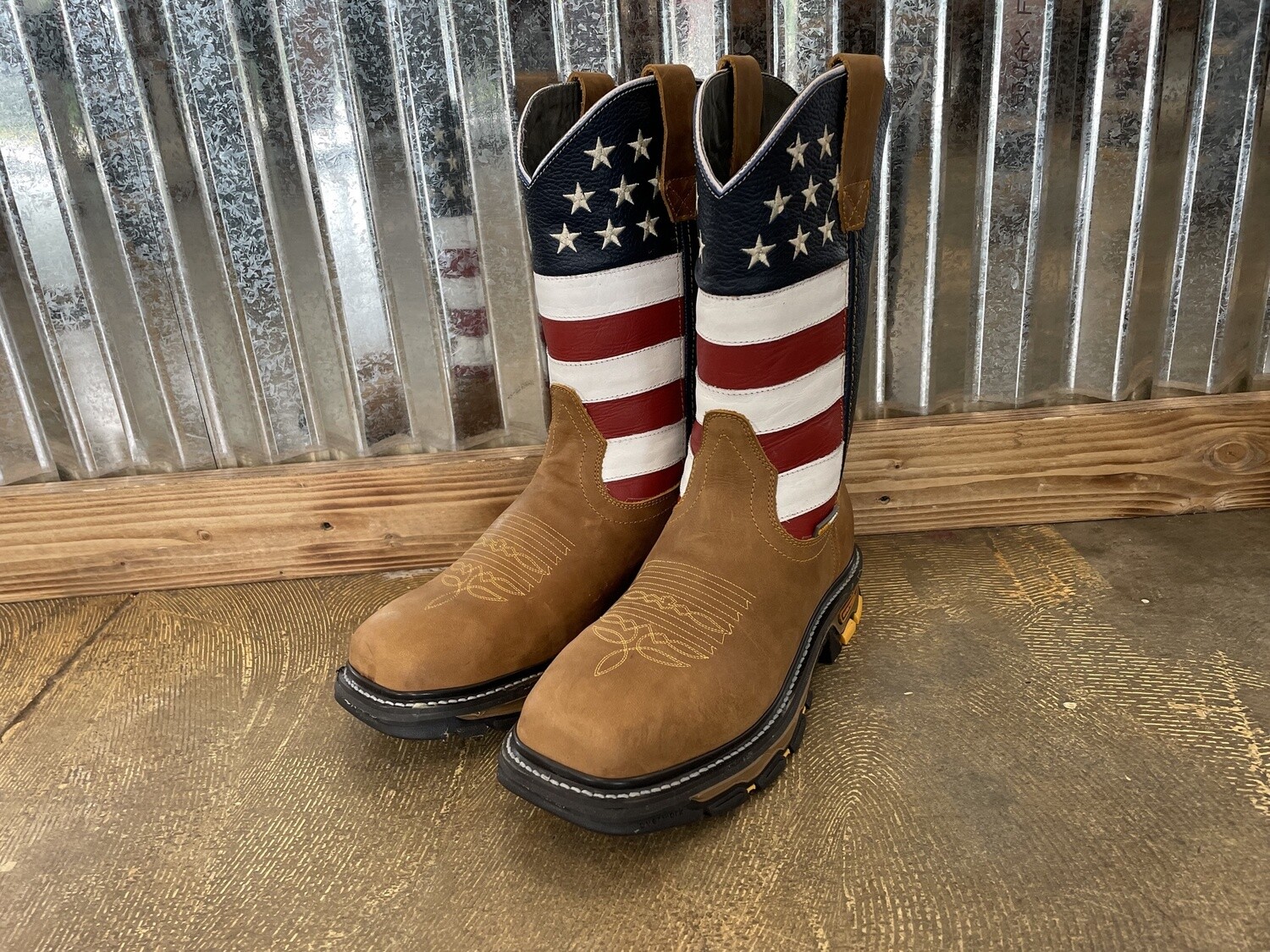 MEN'S AMERICAN FLAG STEEL TOE WORK BOOTS