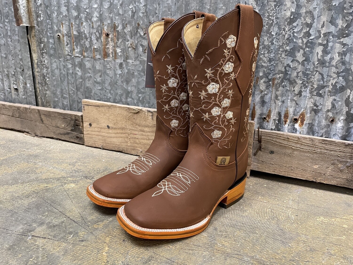 R BOOTS FLOWER/BROWN