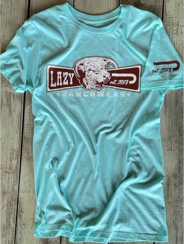 LAZY J RANCH WEAR BANNER T-SHIRT - SEAFOAM GREEN