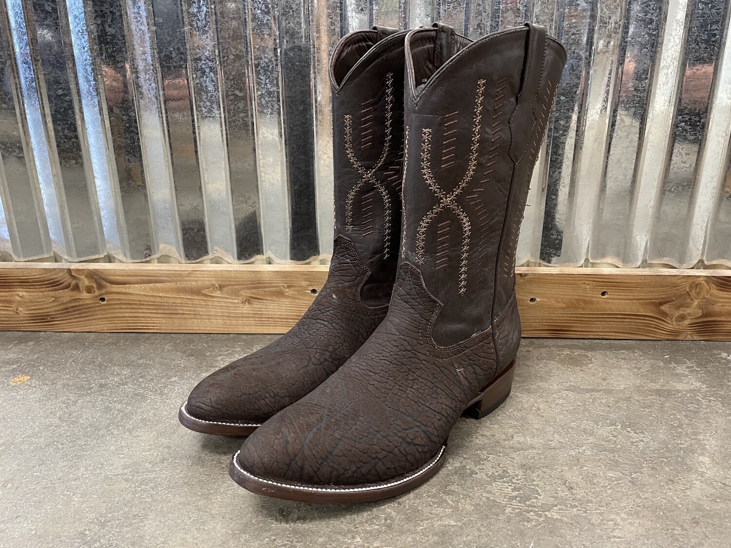 BULL NECK ROUND TOE BOOTS - BROWN