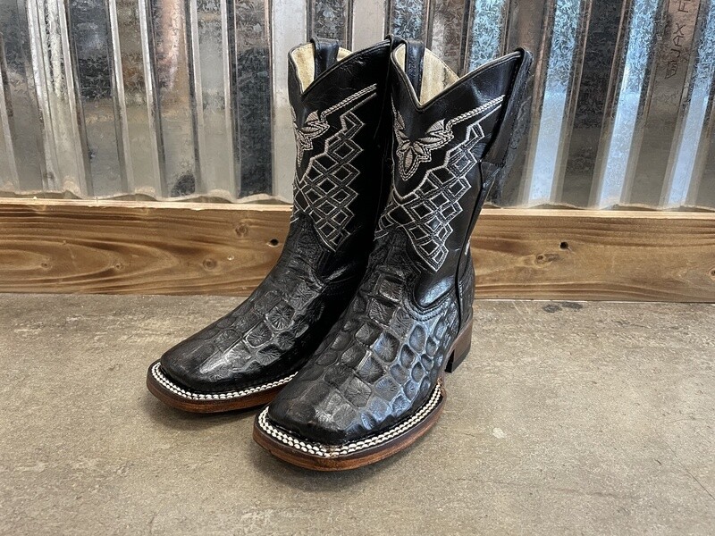 KID'S BLACK CROCODILE PRINT BOOTS