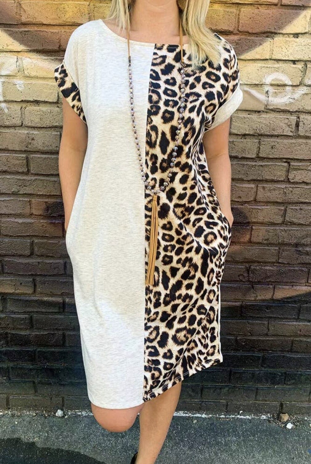 Leopard Block T-shirt Dress
