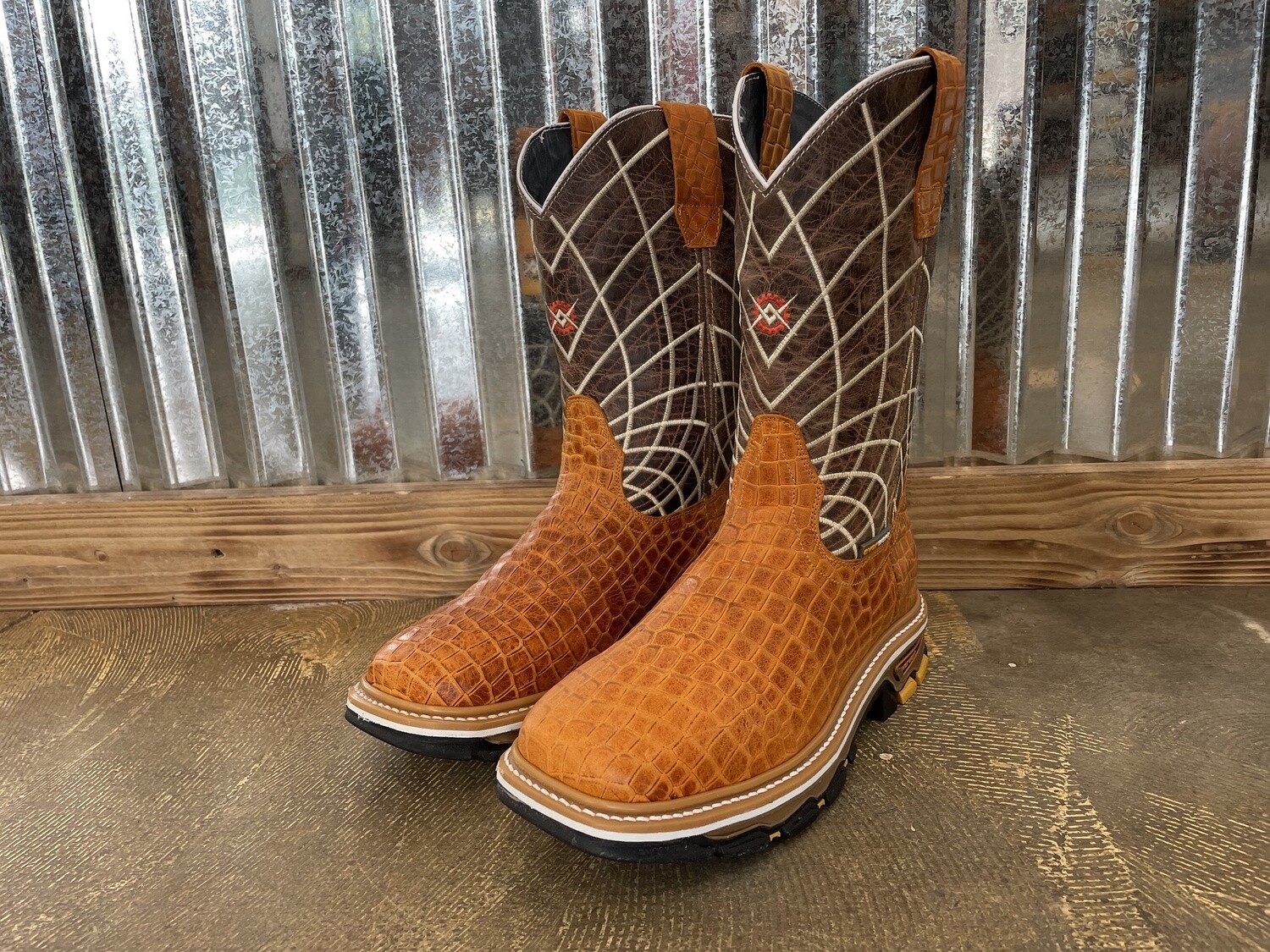 MEN'S ALLIGATOR PRINT STEEL TOE WORK BOOTS