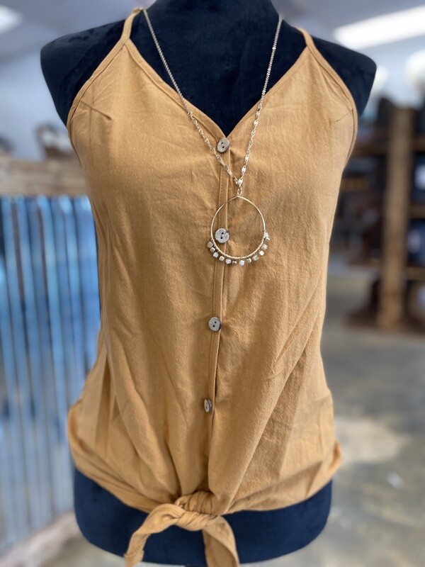 STRAP BUTTON DOWN FRONT TIE TANK TOP