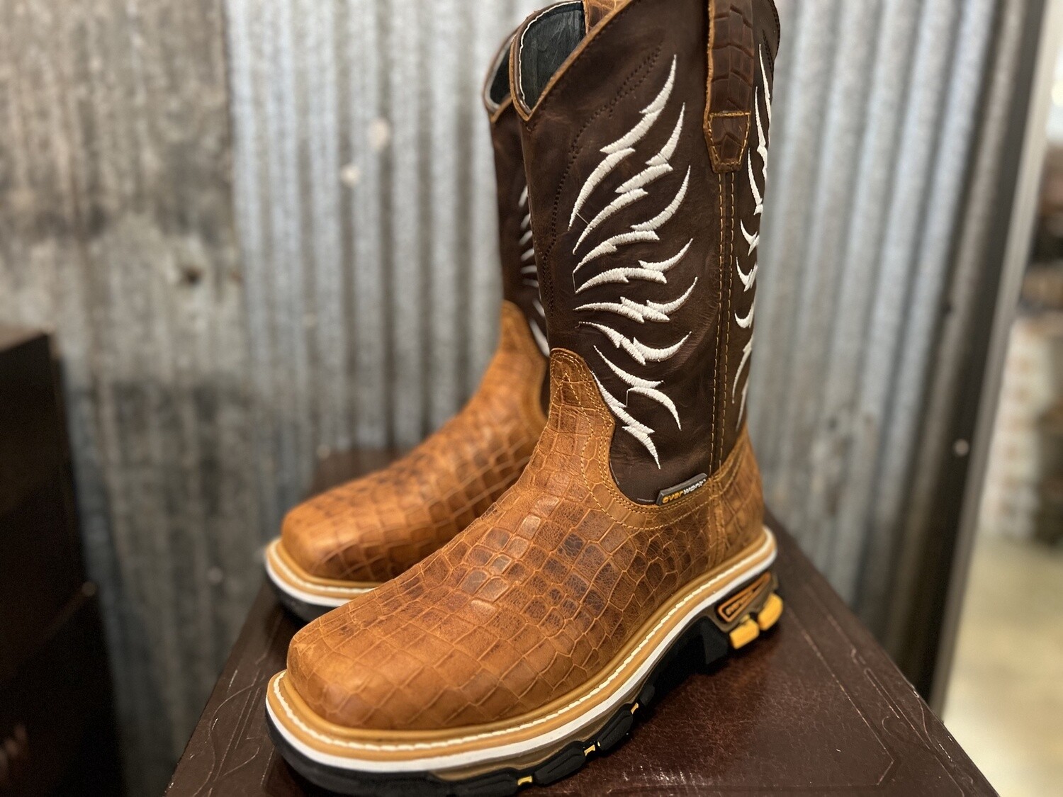 Brown Alligator Steel Toe Workboot