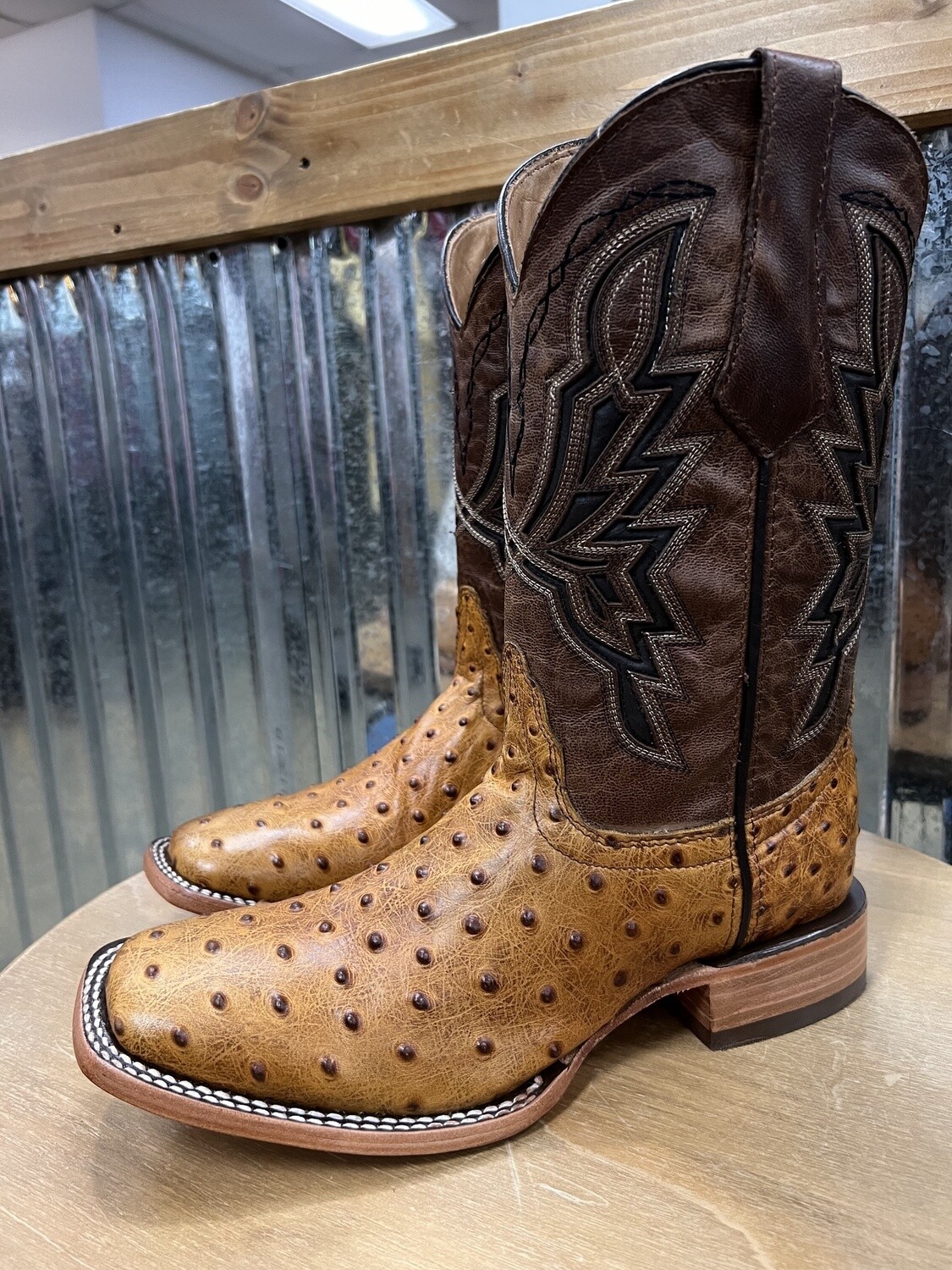 Congac Ostrich Print Boot