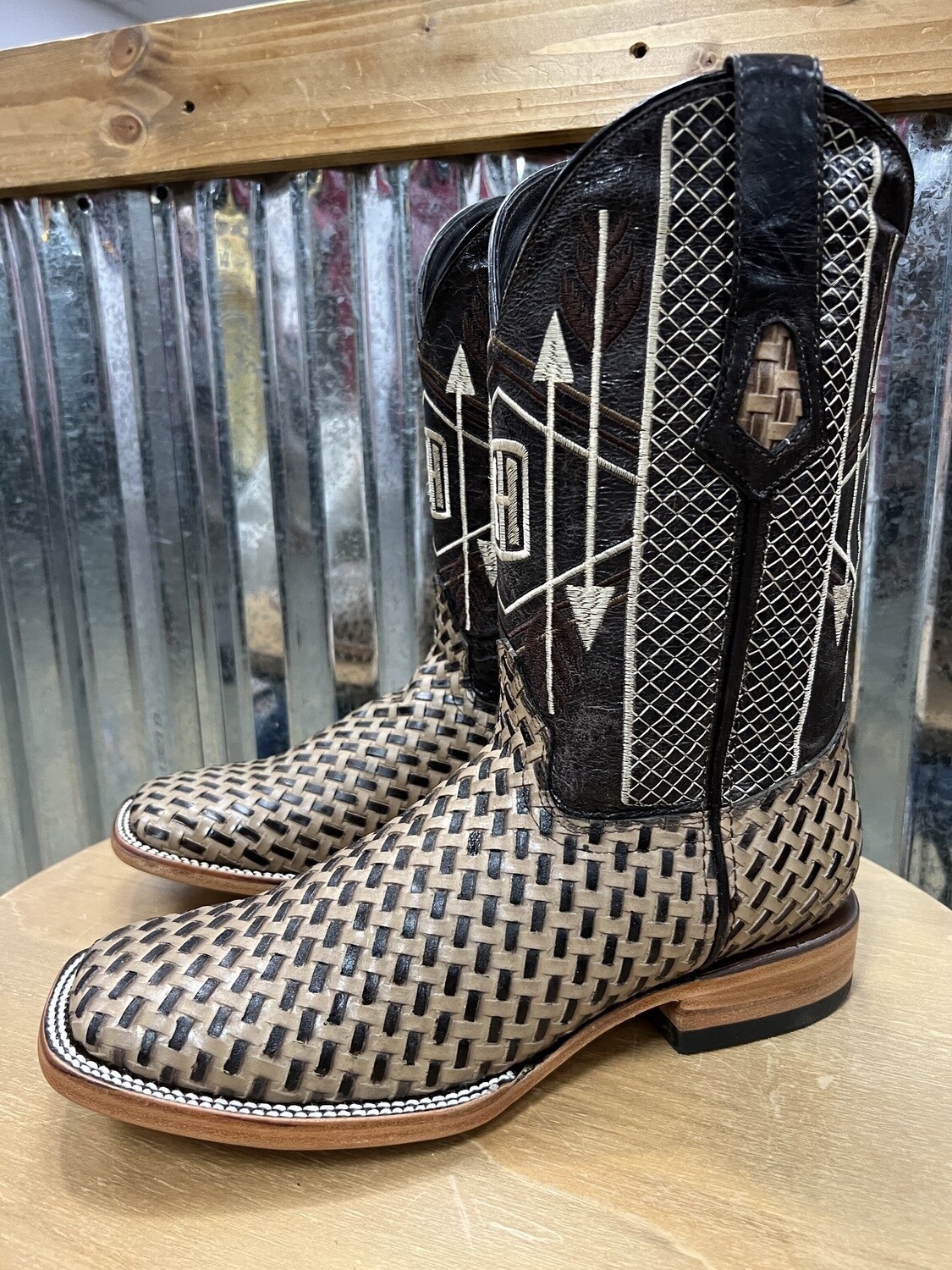 Beige Basket Weave Boot