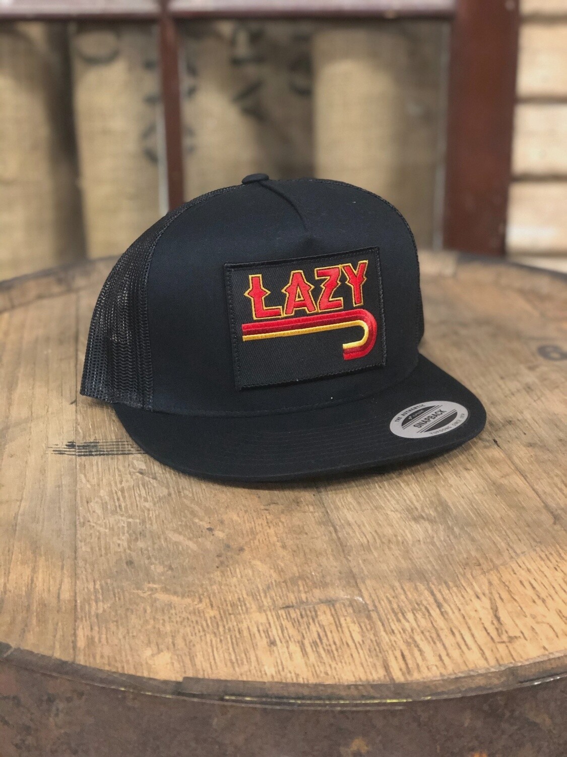 LAZY J RANCHWEAR BLACK 4" FIRE J PATCH CAP