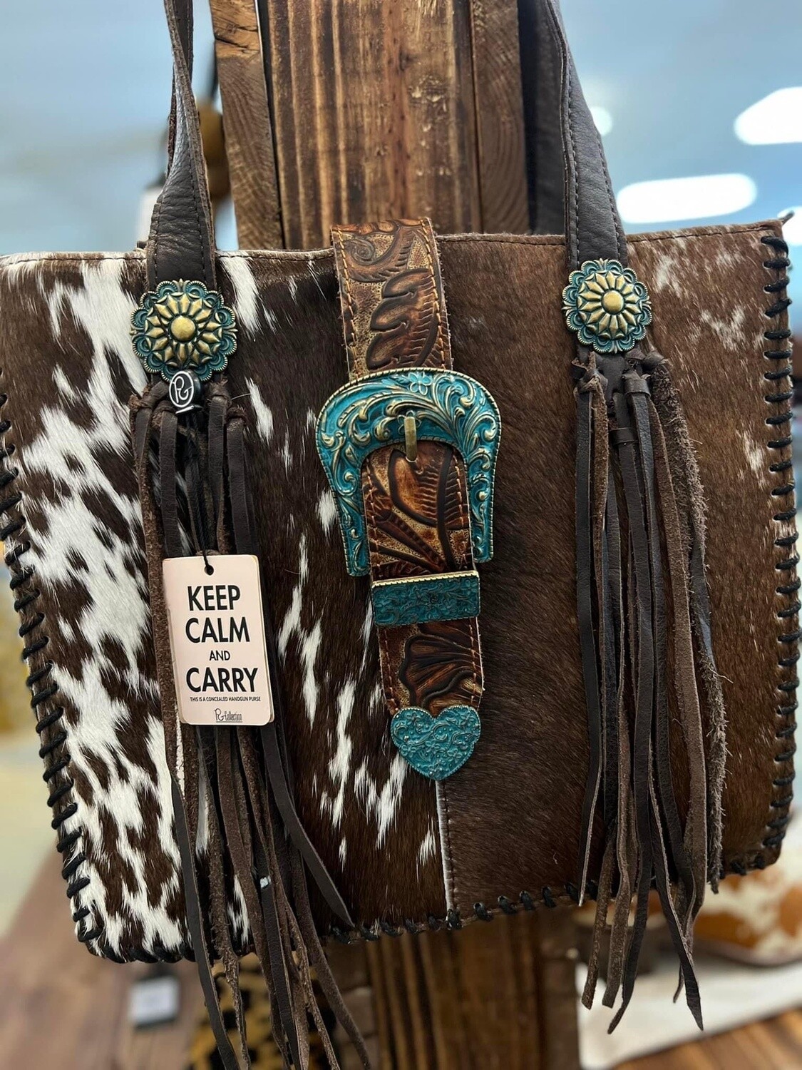 Cowhide Belt Buckle Concealed Carry (Dark Brown)