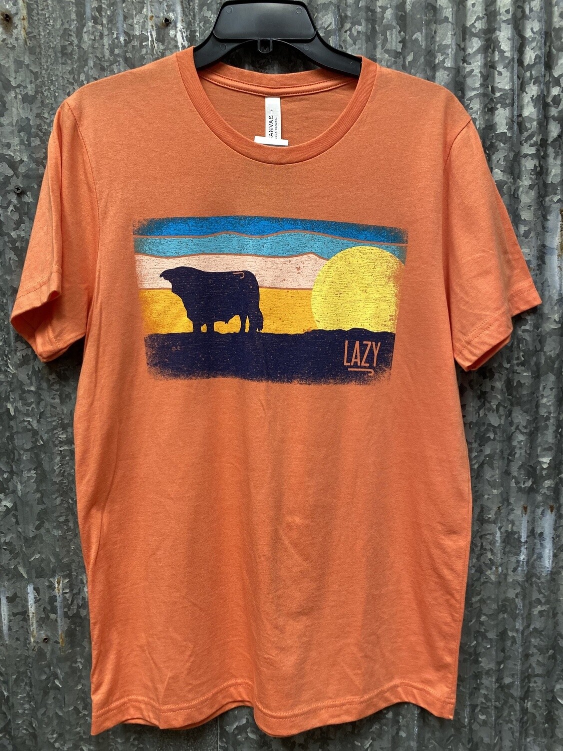 Lazy J Ranch Wear Hereford Sky Short Sleeve T-Shirt - Orange