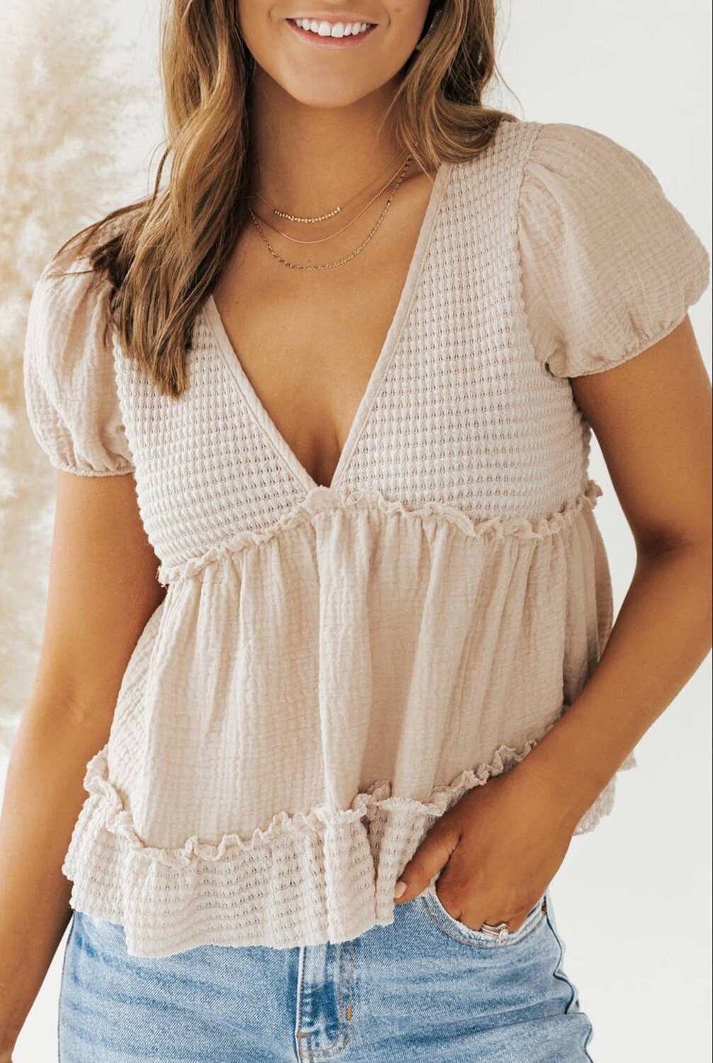 Knit Patchwork V-neck